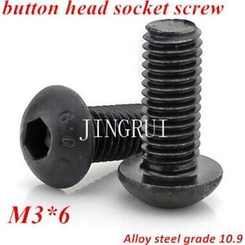 300pcs M3*6 Hexagon Socket Button Head Cap Screw Grade 10.9 Alloy Steel ISO7380 M3X3/4/5/6/8/10/12/16/20/25/30/35/40/45mm