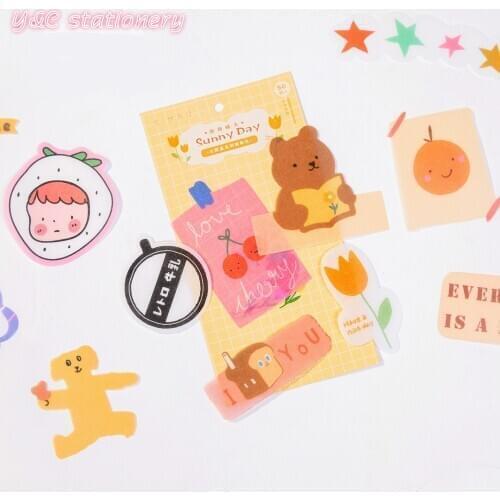 40pcs Cartoon Washi Stickers Journal Sticker Decoration Scrapbook DIY Stationary School Supplies Lovely Gift
