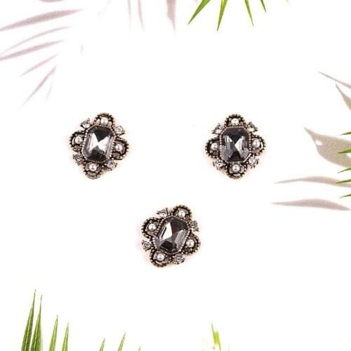 5 Pcs/Lot Rhinestone Pearl Plate Diamond Button Jewelry Scarf For Hair Accessories Sewing Decorative Clothing Coat Buttons