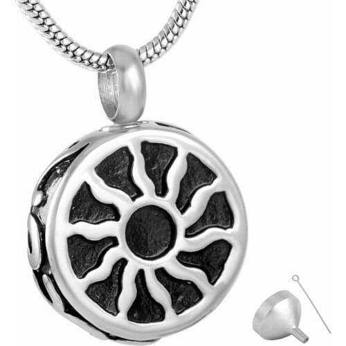 8854 Stylish Pet Keepsake Jewelry Stainless Steel Round of the sun god Cremation Urn Pendant jewelry