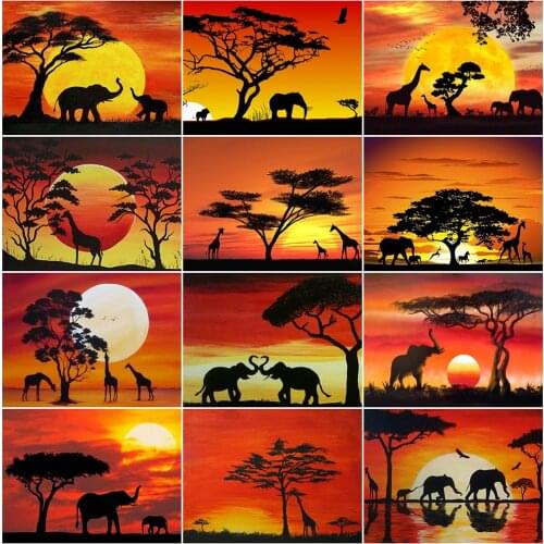 EverShine 5D Diamond Painting Sunset Scenic DIY Diamond Embroidery Animals Picture Mosaic Cross Stitch Kit Full Square Wall Art