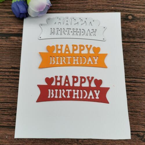 AOKEDIY Happy Birthday Words Metal Cutting Dies Craft Stamps die Cut Embossing Card Make Stencil Frame Art Cutte