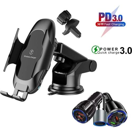 New Technology 10w Qi Fast Charging Car Mount Charger Auto Clamping Air Vent Phone Holder Wireless Car Charger