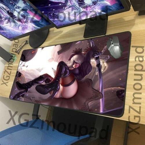 XGZ Large Mouse Pad Black Lock Edge Anime NieR: Automata Computer Table Mat Speed Natural Rubber Non-slip Custom Coaster Carpet