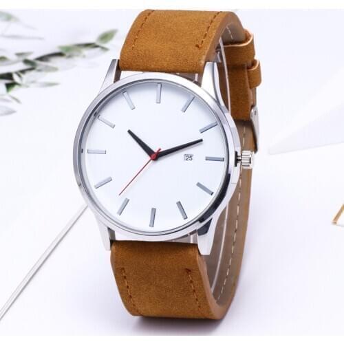 Men Women Round Dial Casual Elegant Mans Wristwatches Fashionable Band Fashion Grid Scale Male Watch