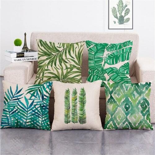 Decorative Throw Pillow Case Palm Tropical Plants Leaf Leaves Square Polyester Cushion Cover For Car Sofa Home Almofadas