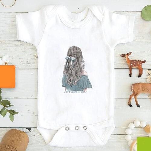 Basic White Summer Newborn Baby Romper Beautiful Girl Print Infant Short Sleeve Clothes Loose Baby Boy Girl BodySuit 0-24M
