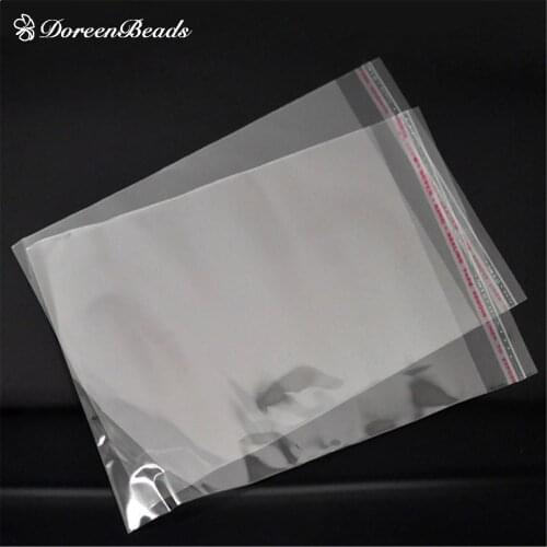 DoreenBeads 100PCs Clear Self Adhesive Seal Plastic Bags 20cmx13cm (Usable Space 17cmx13cm) (B19649)