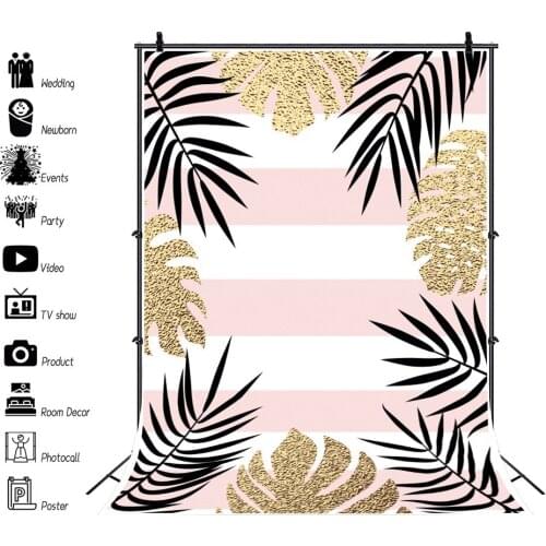 Tropical Plant Leaf Stripe Photography Vinyl Background Decor Photocall Summer Holiday Backdrop for Portrait Photo Studio Props