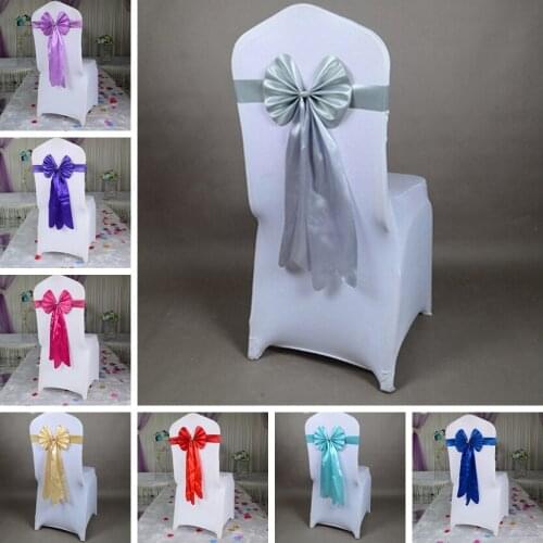 10 Colours Spandex Chair Sash Lycra Long Tail Ready Made Bow Tie Wedding Chair Decoration Chair Bow Tie Wholesale Lycra Sash