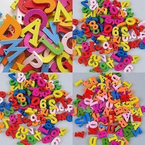 Hot Sale! 100Pcs Colorful Letters Numbers Wooden Flatback Embellishments Crafts Tool Office Household Item