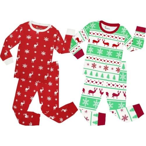 Long Sleeve Cotton Boys Christmas Pajamas Childrens Sleepwear Girls Xmas Pajama Sets Reindeer Dinosaur Pijamas Pyjama Enfant
