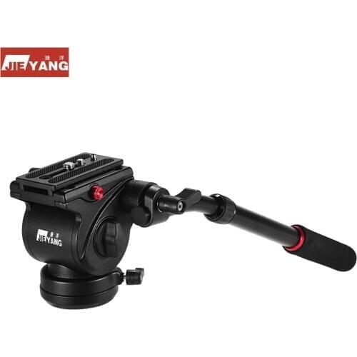 JIEYANG JY0506H Professiona Aluminum Alloy Fluid Video Head Hydraulic Damping Tripod Head with Handle for Tripod Monopod Slider