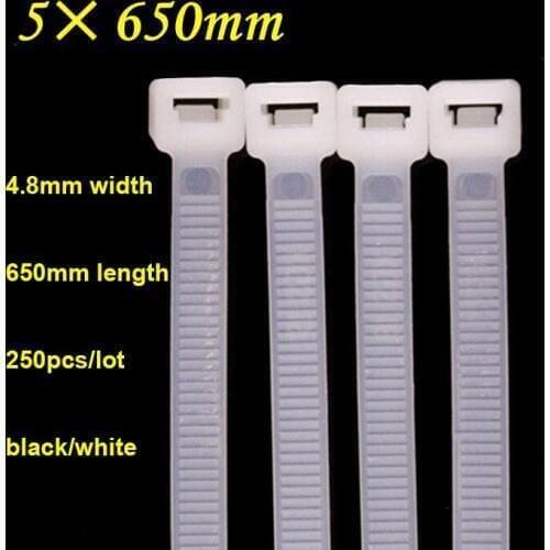 5*650mm Self-Lock Type Plastic Nylon Cable Tie National Standard Cable Wire Fixed White/Black Wire Zip lock tie 250pcs/lot