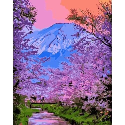 Oil Painting By Numbers Cherry Blossoms Landscape For New Hand Art Oil Painting Linen on Canvas Home Wall Decor DIY Gift