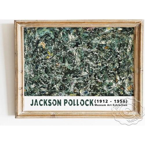 Jackson Pollock Exhibition Museum Poster, Full Fathom Five Drip Painting Canvas Painting, Abstract Expressionism Wall Home Decor