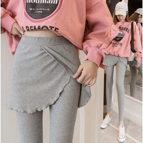 2020 bag hip culottes fake two-piece leggings oversize pure cotton outer wear autumn and winter velvet tight-fitting leggings