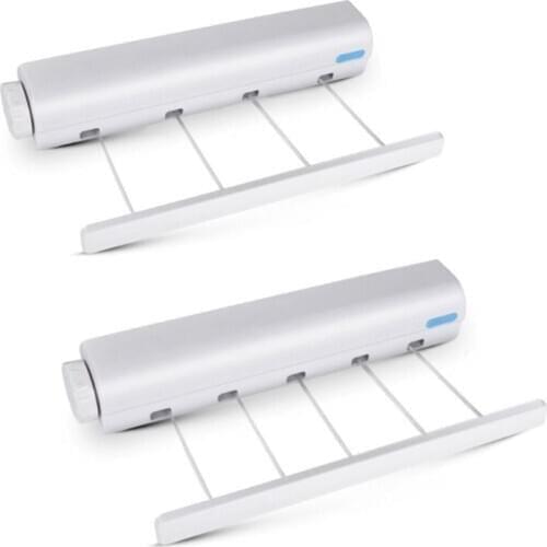 Wall Mounted 4/5 Clothes Line Retractable Laundry Hanger Clothes Drying Rack