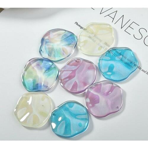 New 30pcs/lot 30mm color print geometry wave effect irregular rounds shape resin beads diy jewelry earring/garment accessory