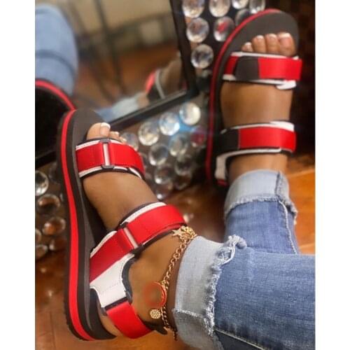 New Summer Womens Sandals Fashion Velcro Womens Shoes Open Toe Simple Outdoor Leisure Ladies Shoes Plus Size 43