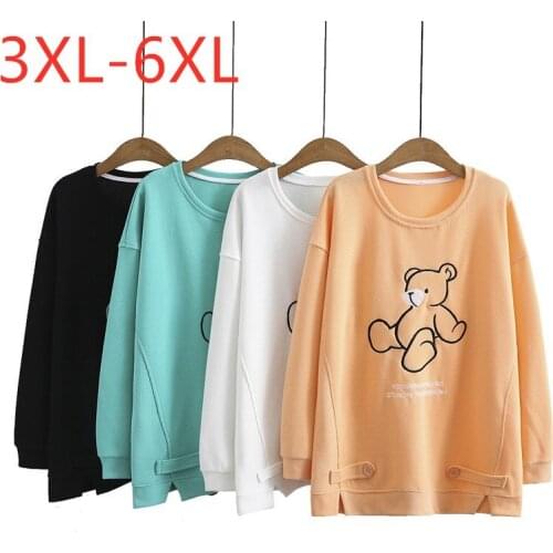 New 2021 Ladies Spring Autumn Plus Size Tops For Women Large Long Sleeve Loose Yellow Cotton Print Thick T-shirt 3XL 4XL 5XL 6XL