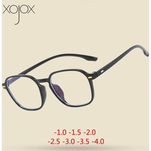 XojoX -1.0 1.5 2.0 2.5 3.0 Finished Myopia Glasses for Women Men Blu-ray Computer Nearsighted Eyewear Vintage Polygon Eyeglasses