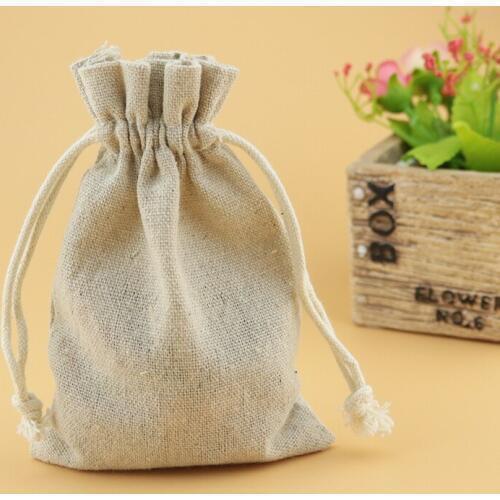 Wholesale 50pcs/lot 10*14cm Natural Color Cotton Bags Wedding Party Favor Drawstring Gift Bag Cute Charms Jewelry Packaging Bags