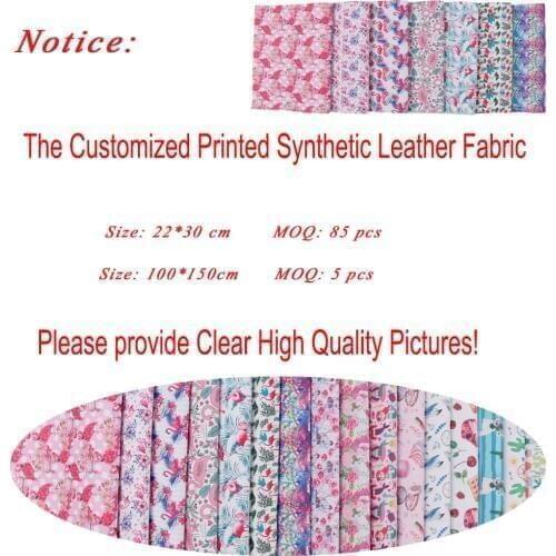 Wholesale Custom Made Synthetic Leather Fabric DIY Hairbows Accessories Home Textile Printed Fabric DIY Dolls Sewing Material