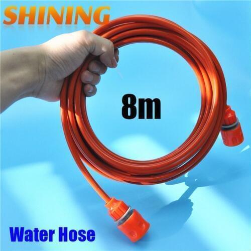 25FT/8m Orange Color PU Car Washing Garden Water Hose Pipe With Quick Connector, High Pressure Car Washer Hose Pipe 5mm x 8mm