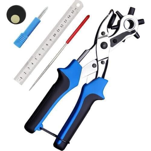 Leather Belt Hole Punch Plier Eyelet Puncher Revolve Sewing Machine Bag Setter Tool Watchband Strap Household Leathercraft