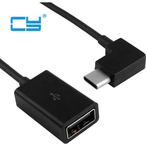 Right Angled 90 Degree USB-C Type-C to USB 2.0 Female OTG Cable for Samsung Galaxy S8 S8+ Plus Cell Phone
