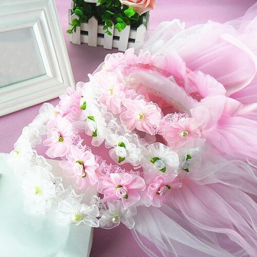Sale Children Flower Veil Headwear White Garland Romantic Wedding Party Flower Hairbands