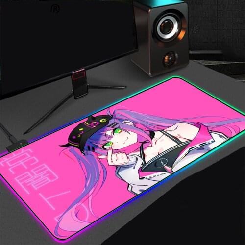 Pink Cute Girl Anime RGB Mousepad Gamer Computer Laptop Desktop Mousepad XXL Led Mouse Pad Backlit Keyboard Mat Gaming Mouse Pad