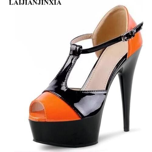 New baking high heels with sandals, nightclubs sexy summer wear womens shoes, 15cm high stilettos Dance Shoes