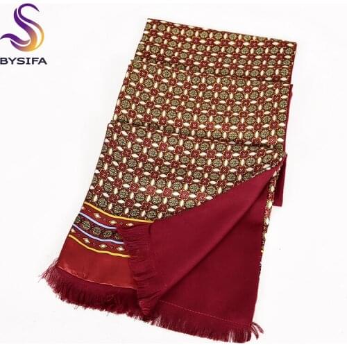 [BYSIFA] Winter New Men Scarves Autumn Winter Fashion Male 100% Silk And velvet Long Scarf Cravat Top Grade Neck Scarf 165*24cm