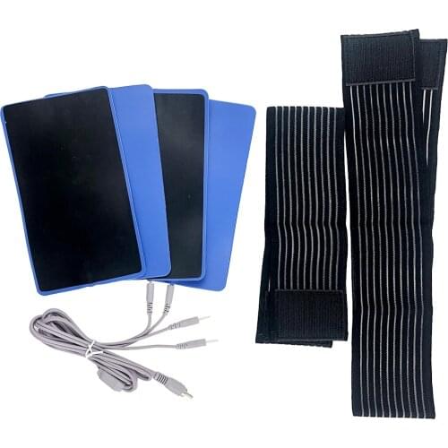 RCA Plug Cable with 4 Output Plugs EMS Electrode Patch Microcuttent Conductive Silicone Paddle Elastic Strict