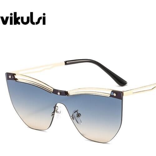 Retro Metal Flat Top Cat Eye Sunglasses Women Luxury Brand Designer Green Brown Fashion Sun Glasses For Women Trendy Shade UV400