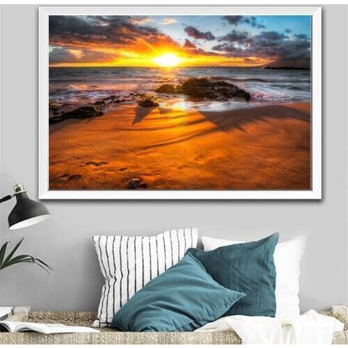 Modern Natural Sea Beach Landscape Posters Wall Art Canvas Painting A painting for the Wall Art Picture for Living Room Decor