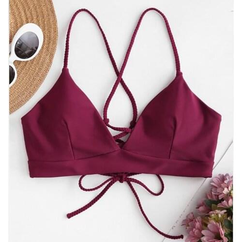 Swim Top Solid Color Padded Swimwear Bathing Sexy Women Bandage Push-up Bikini Tops Padded Bra Swimsuit maillot de bain 2021