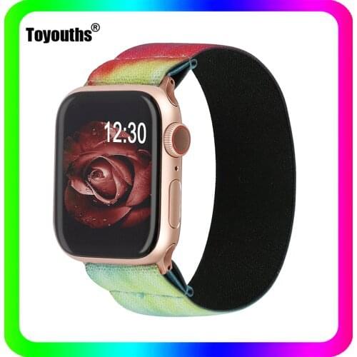 Toyouths Elastic Nylon Solo Loop Strap for Apple Watch Band 38mm 40mm 42mm 44mm Women Scrunchies Elastic Casual Strap for iwatch