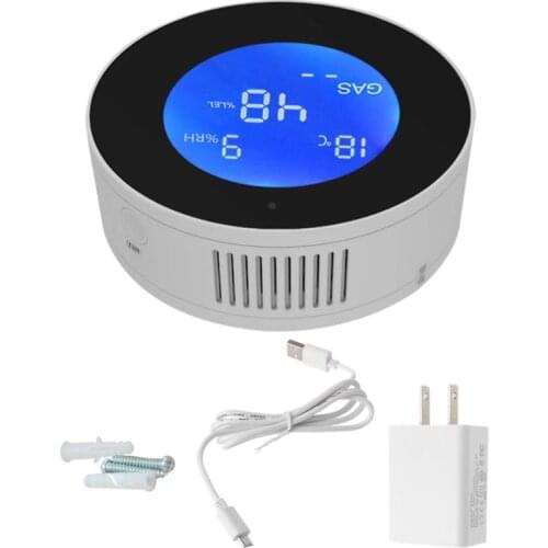 WIFI Tuya Smart Natural Gas Leakage Detector Methane CH4 Leak Alarm Monitor Digital LCD Temperature Sensor for Home Kitchen Use
