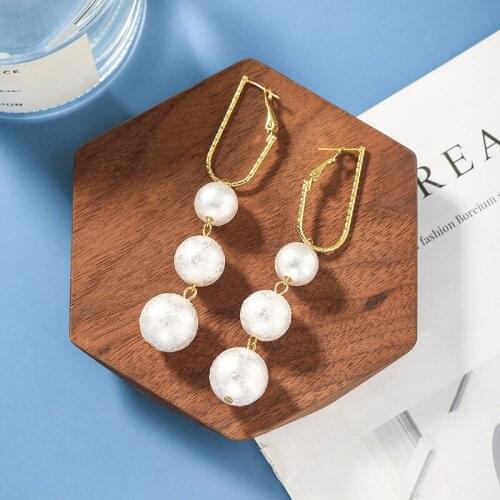 2021 New Korean Beaded Simulated Pearl Tassel Dangle Earrings For Women Fashion Jewelry Party Long Oorbellen Brincos