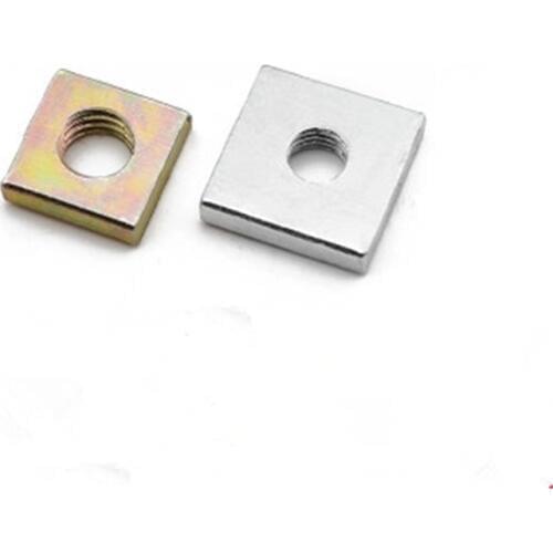 100pcs Galvanized thin square nut Color Zinc Plated Square Nuts Without Bevel Block Square Qu Madra M3 M4 M5 M6 M8