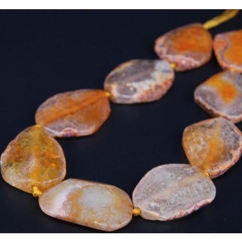 15.5"/strand Orange Natural Dragon Veins Agates Drusy Freeform Faceted Slab Nugget Loose Beads,Raw Gem Stone Slice Pendant Beads
