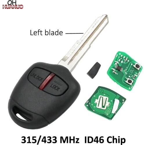 2 Button Remote Control Key Fob for Mitsubishi Lancer Outlander ID46 Chip PCF7936 315MHz/433Mhz Left Blade