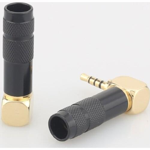 2PCS 3.5mm Plug Audio Jack 3 Pole Earphone Splice Adapter DIY HiFi Stereo Headphone Solder Wire Connector 90 Degree Bend Plug