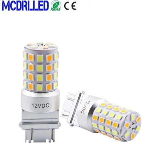 Mcdrlled 2PCS LED Dual Color 7443 1157 3157 Turn Signal Lights BAY15D White 6000K Yellow DRL Auto Driving Lamp 12V