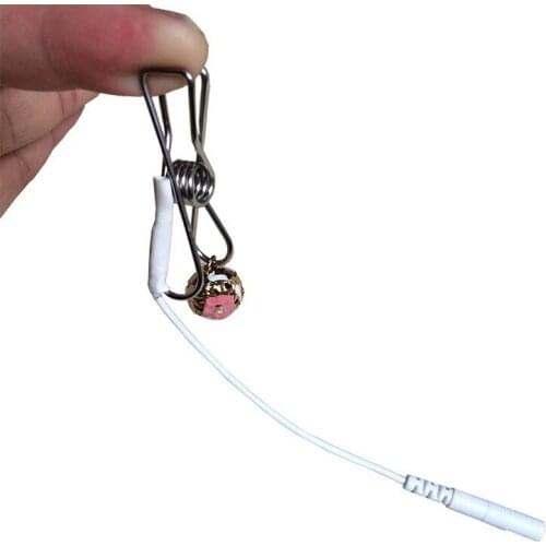 2PCS Electric Shock Chain Nipple Clamps Stimulator Flirting Toys For Couples Women BDSM Bondage Nipple Clips Breast Sex Toys