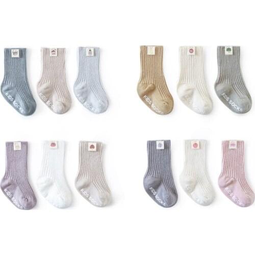 3 pairs/lot Childrens Socks Boys Girls Newborn Fashion Cartoon floor anti slip Baby Socks Infant Candy Color Cotton Socks