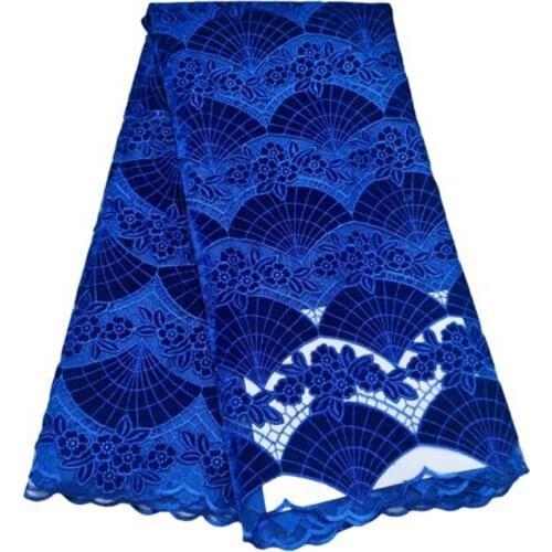 African velvet Lace Fabric Royal Blue Guipure Lace with Sequins Embroiderey Cord Lace Fabric High Quality Nigeria Lace Fabric A